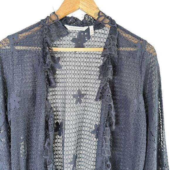 Soft Surroundings‎ Lace Open Front Long Cardigan in Black, Size XS - Picture 2 of 9